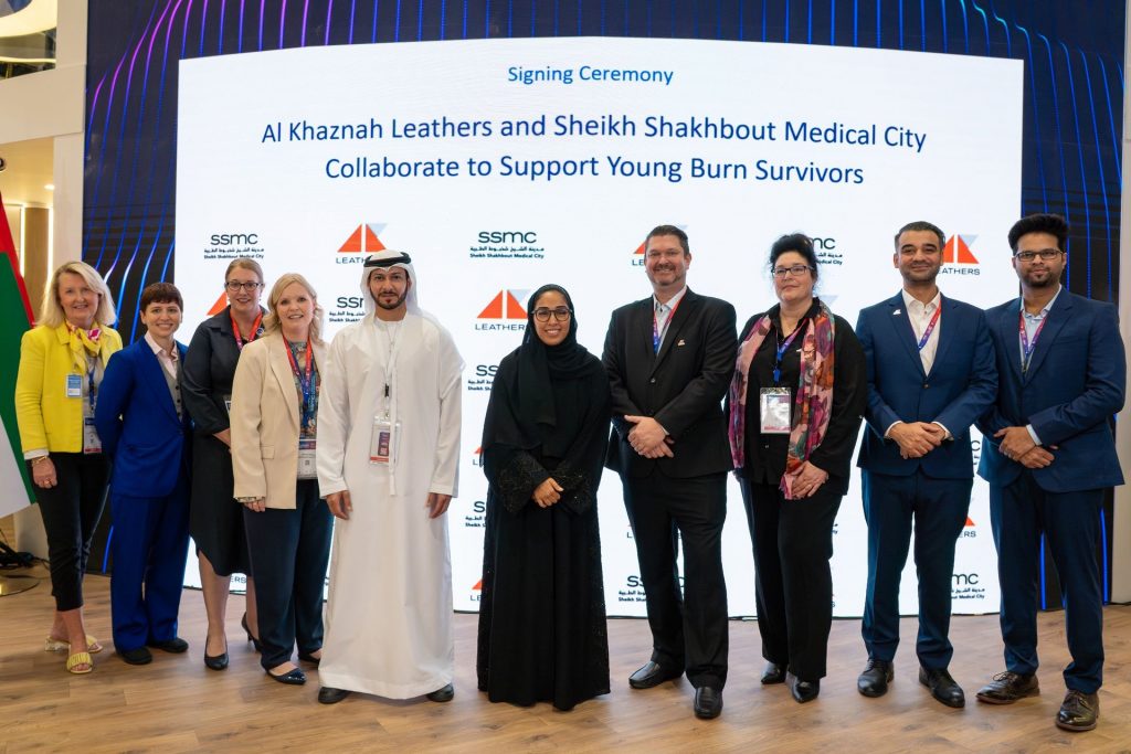 Al Khaznah Leathers and Sheikh Shakhbout Medical City Collaborate to Support Young Burn Survivors Al Khaznah Leathers and Sheikh Shakhbout Medical City Collaborate to Support Young Burn Survivors